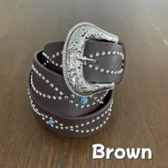 y2k　ウエスタンベルト　ブラウン　スタッズ　ヴィンテージ　アメカジ