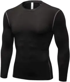 スポーツインナー メンズ 長袖 コンプレッションウェア 冷感インナー 黒 S