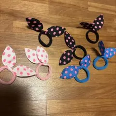 7피스 폴카 도트 리본 헤어 엘라스틱 세트