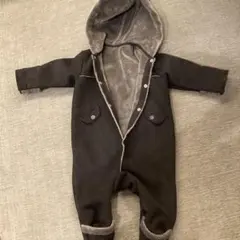 COMME CA ISM フード付きロンパース 黒