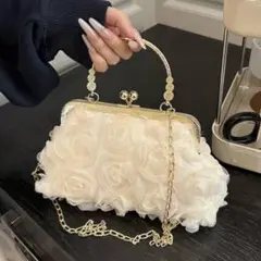 【新品】オフホワイト　ローズ　パーティーバッグ　ミニバッグ　ショルダーバッグ