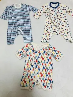 3枚セット　60〜70cm ベビー　ロンパース カバーオールまとめ売り　男の子