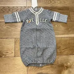 グレー ベースボール風 プロンパース 50〜70