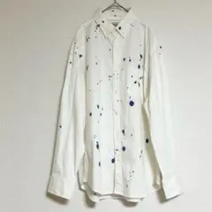 【L】TONY ☆ ペイント風 長袖シャツ ホワイト　トニー