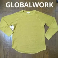 GLOBAL WORK マスタード 　リブニット　 ラウンドネック　美品
