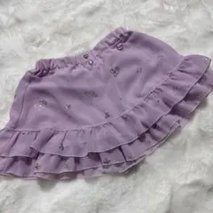 ラベンダー キュロット　フリル　スカート　130 プリンセス　リボン　ハート