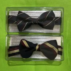 ネイビー ストライプ ボウタイ 2個セット