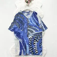 EmilioPucci*エミリオプッチ　プッチ柄ワンピース　シルク　ロング 38 美品⭐️エミリオプッチ 長袖ワンピース プッチ柄 ひんやり素材 爽やか