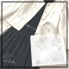 ホワイト レース 刺繍 バッグ 花柄 トートバッグ フォーマル サブバック