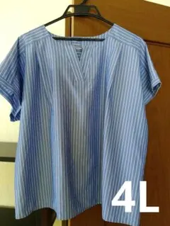 4Lサイズ　ストライプ柄 半袖 ブラウス（値下げ中）