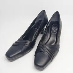 【美品】Simple Style スクエアトゥ パンプス ブラック 24.5cmのサムネイル