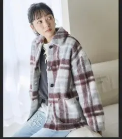 フリークスストア　シャギーチェック襟付きジャケット