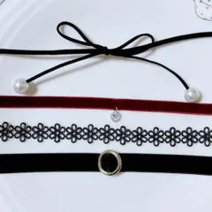 新品 チョーカー セット ブラック ベルベットリボン クリスマス ネックレス