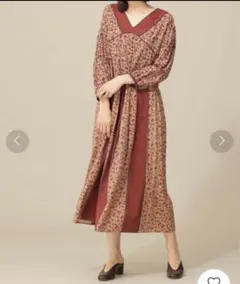 ナノユニバース　エスニック柄ワンピース　ヴィンテージ風　花柄ペイズリー柄