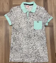 古着 LACOSTE ポロシャツ 総柄 ワニロゴ L