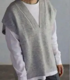 【新品】(ニベLG)BONJOUR SAGAN ディープVネックニットベスト