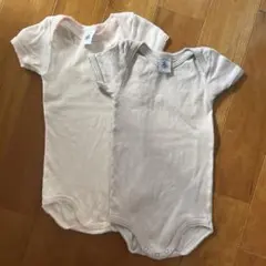 プチバトー　2枚セット　肌着　ロンパース　12m