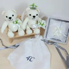 【美品・非売品】4℃ブライダル 椅子付ペアベア＆リングピロー​のサムネイル