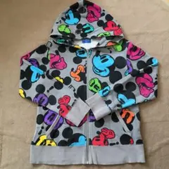 東京ディズニーリゾート　ミッキーパーカー　Sサイズ グレー系　ミッキー総柄