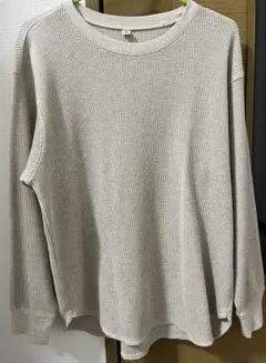 ユニクロ ワッフルクルーネックT ナチュラル