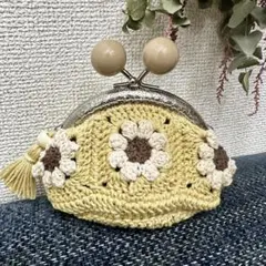 ハンドメイド 花モチーフ がま口