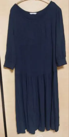 ラバーズバースデー＊Lovers Birthday＊七分袖ニットワンピース＊濃紺