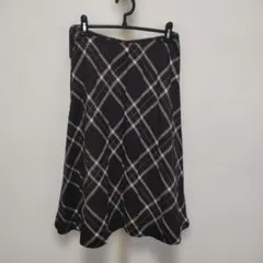 フレアスカート 茶と白のチェック柄