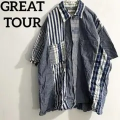 GREAT TOUR グレートツアー クレイジーパターン 半袖シャツ チェック
