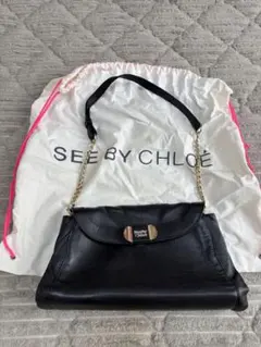 SEE BY CHLOE ブラックレザー ショルダーバッグ