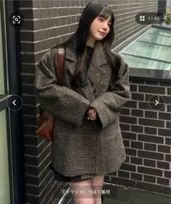 Ada. グレンチェック ダブル ショート丈 ジャケットコート