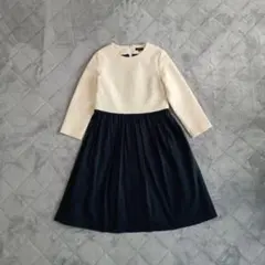 SHIPS　ドッキングワンピース　バイカラー　キルト　フォーマル　紺白