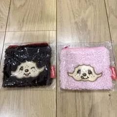 モンチッチ もこもこスクエアポーチ くすみカラーバージョン A F ピンク 茶色