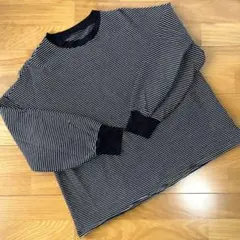 Dazy ボーダー クルーネックプルオーバー 長袖 ブラック