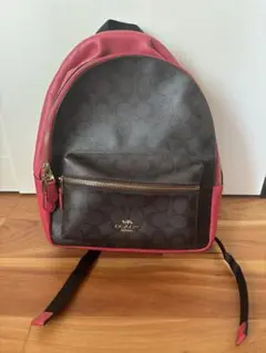 COACH シグネチャー リュック バックパック レッド ブラウン