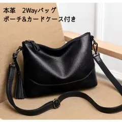 本革 ショルダーバッグ タッセル 2way カードケース ポーチ　斜め掛け