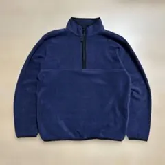old UNIQLO ハーフジップ フリース プルオーバー ネイビー 無地