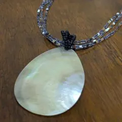 CHANLUU チャンルー 天然石 パール ロング ネックレス レザー 55cm 