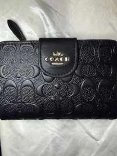 COACH コーチ 長財布 ブラック シグネチャー レザー