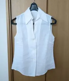ZARAbasic　ザラ　白シャツ　スキッパーブラウス　リネン麻　ノースリーブ