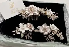 ウエディングヘッドドレス　髪がさり