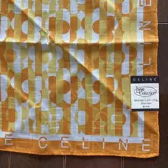 未使用　セリーヌ　大判ハンカチ　透かし　花柄　CELINE イエロー　オレンジ系