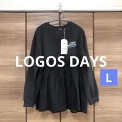【新品未使用】LOGOS DAYS 裏起毛トレーナー ペプラム ロゴ Lサイズ