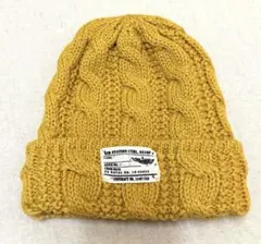 ケーブル編みニット帽　マスタード