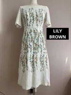リリーブラウン ワンピース 刺繍 ボタニカル 白ワンピ 花柄 lilybrown