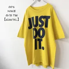 00s★NIKE/ナイキ★JustDoIt★半袖Tシャツ★イエロー/黄×黒★XL