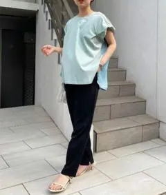 コラージュガリャルダガランテ　布帛切替Tシャツ　ミントグリーン ラグランスリーブのサムネイル