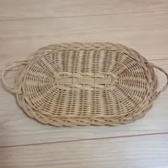 天然素材 楕円形トレー ハンドル付き