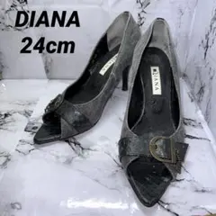 【お値打】⭐️DIANA⭐️デニムパンプス⭐️24cm⭐️黒⭐️D06