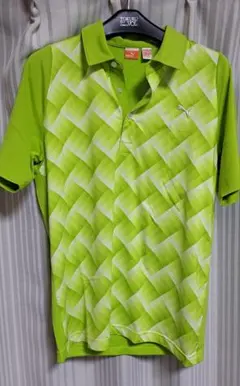 PUMA 幾何学模様 シャツ Mサイズ ライムグリーン