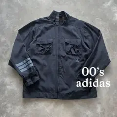 00’s adidas ナイロンジャケット ミリタリー 黒 XL 古着 Y2K